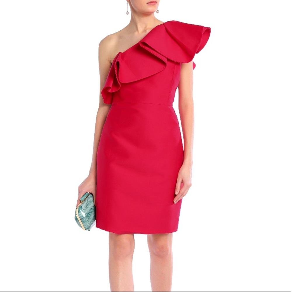 Halston Heritage ruffled one shoulder dress